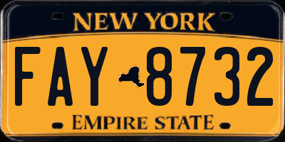 NY license plate FAY8732