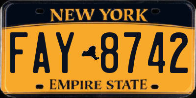 NY license plate FAY8742