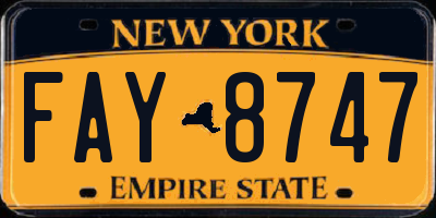 NY license plate FAY8747