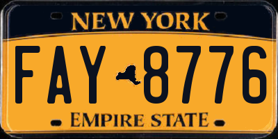 NY license plate FAY8776
