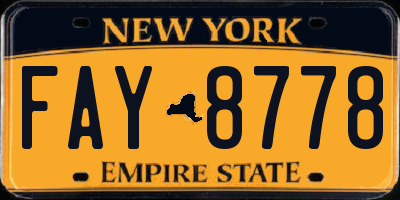 NY license plate FAY8778