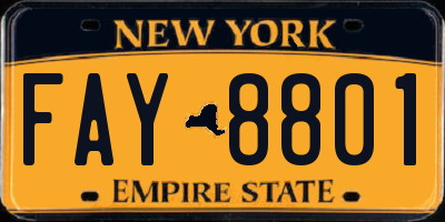 NY license plate FAY8801