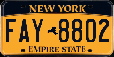NY license plate FAY8802