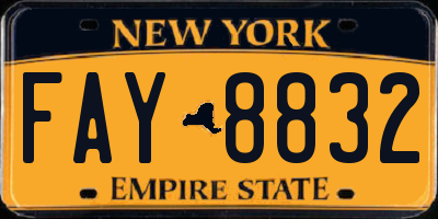 NY license plate FAY8832