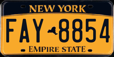 NY license plate FAY8854