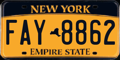 NY license plate FAY8862