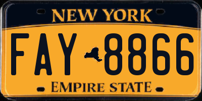 NY license plate FAY8866