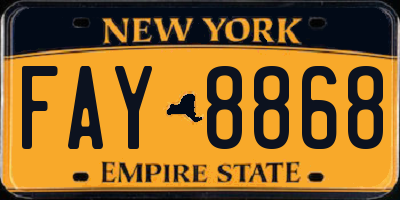 NY license plate FAY8868