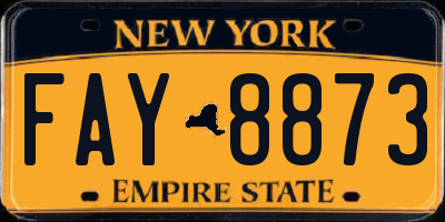 NY license plate FAY8873