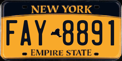 NY license plate FAY8891