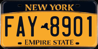 NY license plate FAY8901