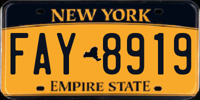NY license plate FAY8919