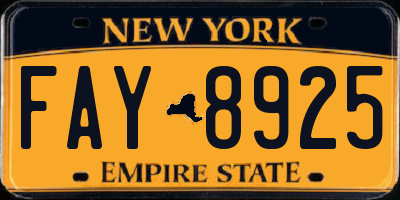 NY license plate FAY8925