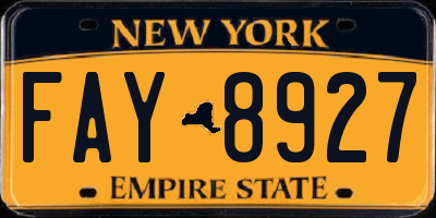 NY license plate FAY8927