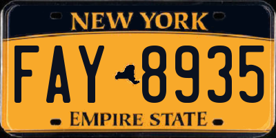 NY license plate FAY8935