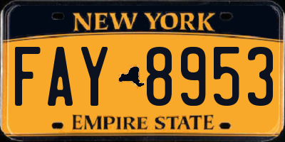 NY license plate FAY8953