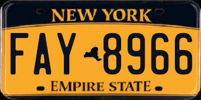 NY license plate FAY8966