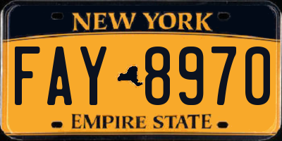 NY license plate FAY8970