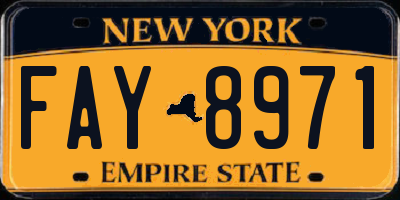 NY license plate FAY8971
