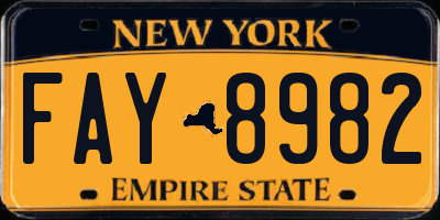 NY license plate FAY8982