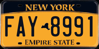 NY license plate FAY8991