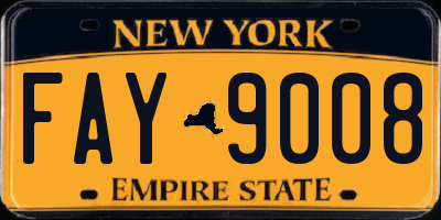 NY license plate FAY9008