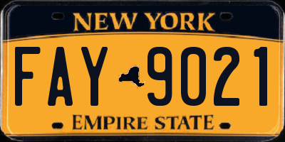 NY license plate FAY9021