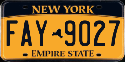 NY license plate FAY9027