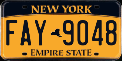 NY license plate FAY9048