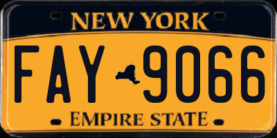 NY license plate FAY9066