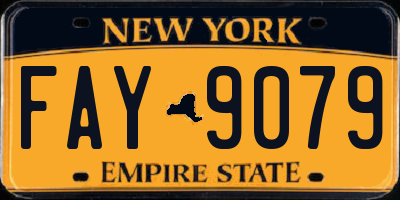 NY license plate FAY9079