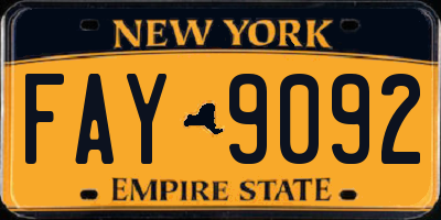 NY license plate FAY9092