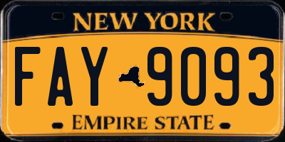 NY license plate FAY9093