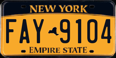 NY license plate FAY9104