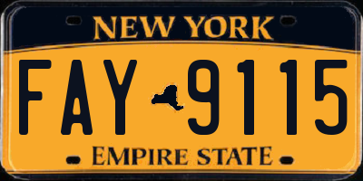 NY license plate FAY9115