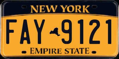 NY license plate FAY9121