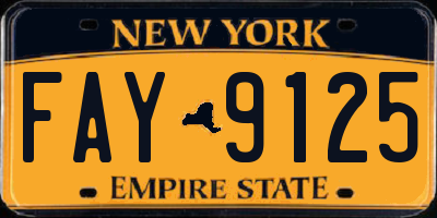 NY license plate FAY9125