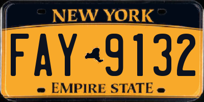 NY license plate FAY9132