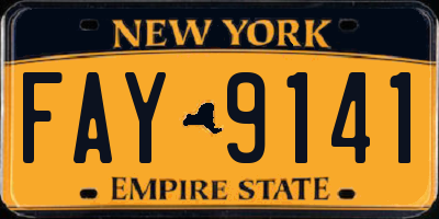 NY license plate FAY9141