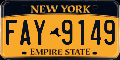 NY license plate FAY9149