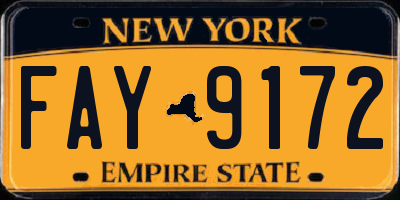 NY license plate FAY9172