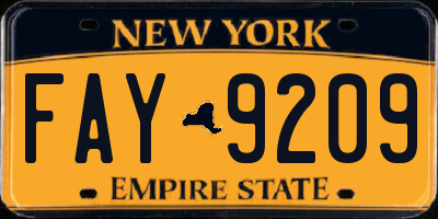 NY license plate FAY9209