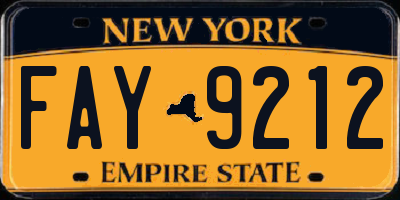 NY license plate FAY9212