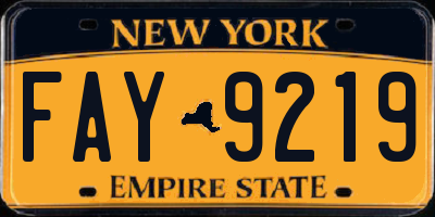 NY license plate FAY9219