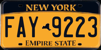 NY license plate FAY9223