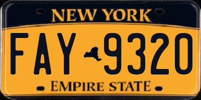 NY license plate FAY9320