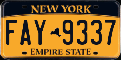 NY license plate FAY9337