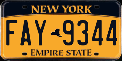 NY license plate FAY9344