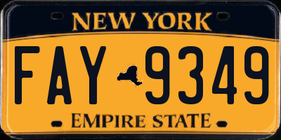 NY license plate FAY9349