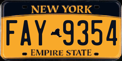 NY license plate FAY9354